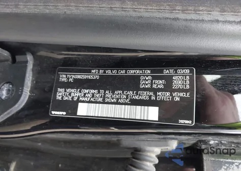 2009 Volvo S80 3.2 z USA, uszkodzony, nr VIN YV1AS982591105370